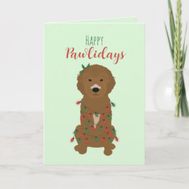 Happy Pawlidays Goldendoodle Weihnachtslicht Karte
