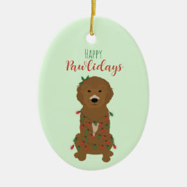 Happy Pawlidays Goldendoodle Weihnachtslicht Keramik Ornament