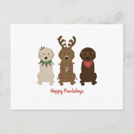 Happy Pawlidays Goldendoodle Weihnachtslicht Postkarte