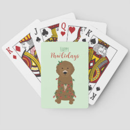 Happy Pawlidays Goldendoodle Weihnachtslicht Spielkarten