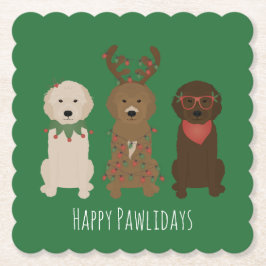 Happy Pawlidays Goldendoodle Weihnachtslicht Untersetzer