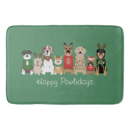 Happy Pawlidays Hunde Red Green Badematte