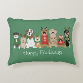 Happy Pawlidays Hunde Red Green Dekokissen