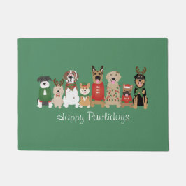 Happy Pawlidays Hunde Red Green Fußmatte