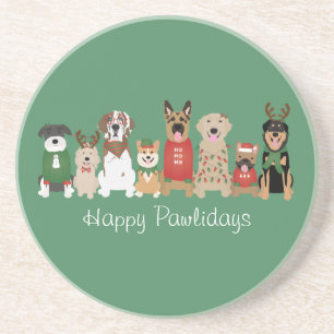 Happy Pawlidays Hunde Red Green Getränkeuntersetzer