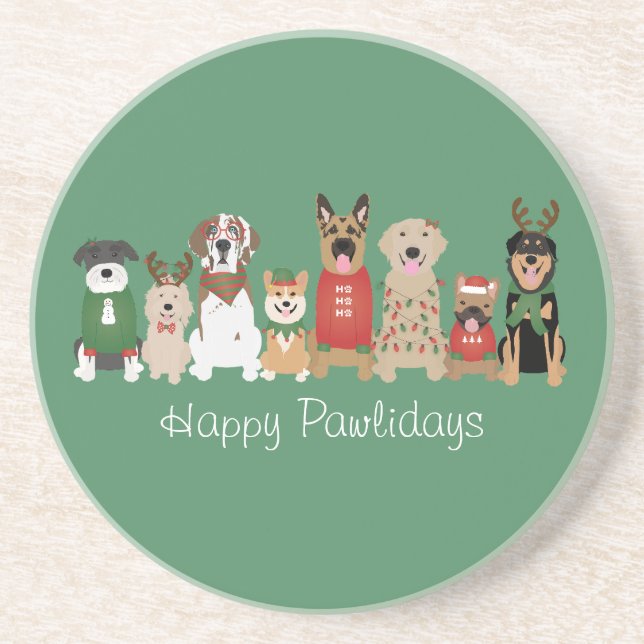 Happy Pawlidays Hunde Red Green Getränkeuntersetzer (Vorne)