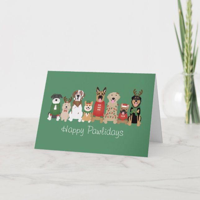 Happy Pawlidays Hunde Red Green Karte (Vorderseite)