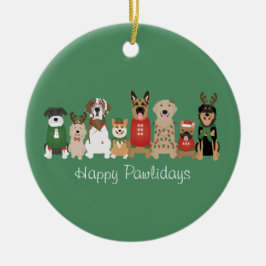 Happy Pawlidays Hunde Red Green Keramik Ornament