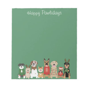 Happy Pawlidays Hunde Red Green Notizblock