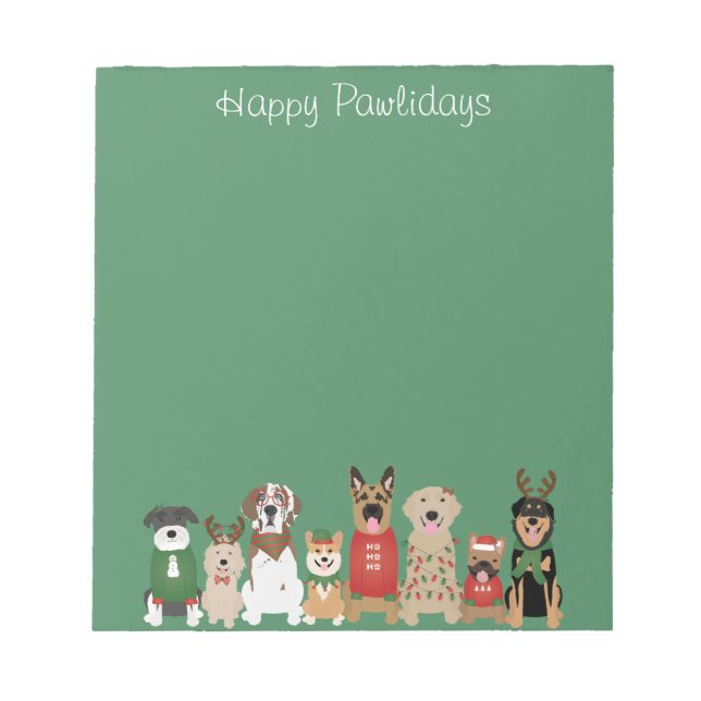 Happy Pawlidays Hunde Red Green Notizblock (Vorderseite)