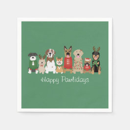 Happy Pawlidays Hunde Red Green Serviette