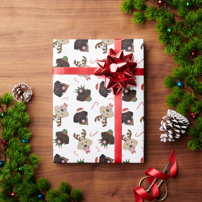 Happy Pawlidays Labrador Retriever Hunde Geschenkpapier (Feiertagsgeschenk)