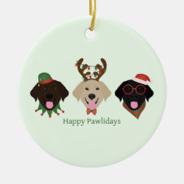 Happy Pawlidays Labrador Retriever Hunde Keramik Ornament