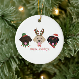 Happy Pawlidays Labrador Retriever Hunde Keramik Ornament