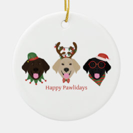 Happy Pawlidays Labrador Retriever Hunde Keramik Ornament
