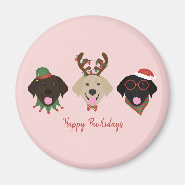 Happy Pawlidays Labrador Retriever Hunde Magnet (Vorne)