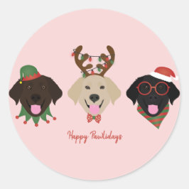 Happy Pawlidays Labrador Retriever Hunde Runder Aufkleber