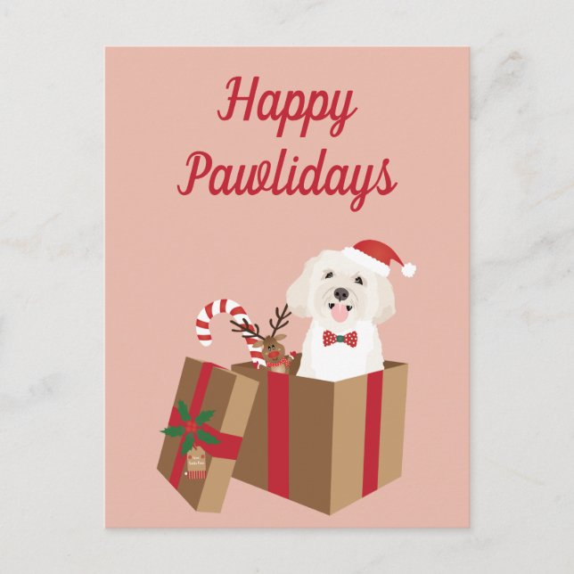 Happy Pawlidays Maltipoo Weihnachtsgeschenk Postkarte (Vorderseite)