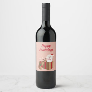 Happy Pawlidays Maltipoo Weihnachtsgeschenk Weinetikett