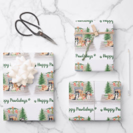 Happy Pawlidays Niedlich Hunde Hund über Weihnacht Geschenkpapier Set