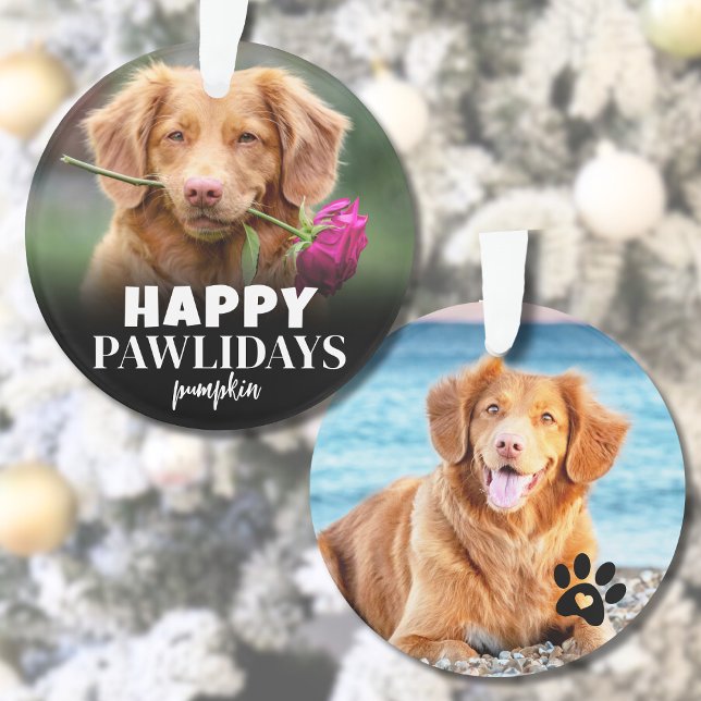Happy Pawlidays Niedlich Puppy Dog Weihnachten Ornament (Happy Pawlidays Cute Puppy Dog Christmas Ornament)