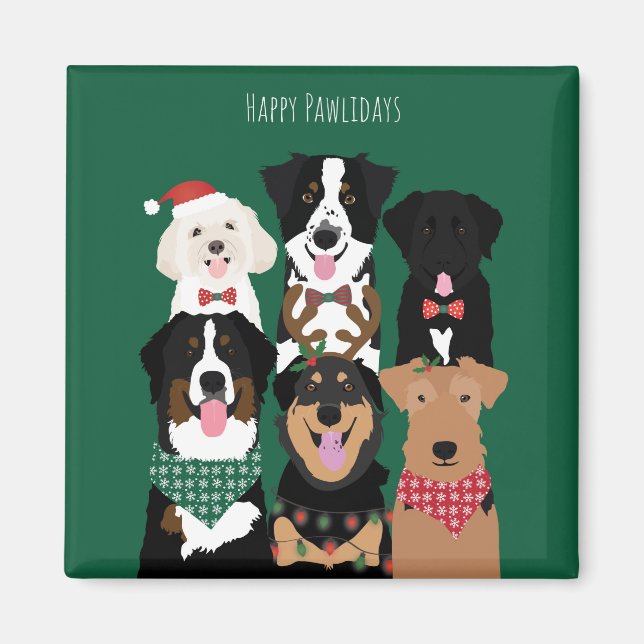 Happy Pawlidays Niedliche Weihnachten Magnet (Vorne)