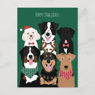 Happy Pawlidays Niedliche Weihnachtshunde Feiertagspostkarte