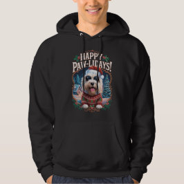 Happy Pawlidays Old English Sheepdog Merry Xmas Hoodie