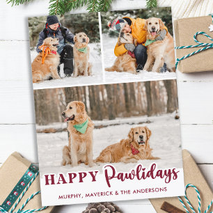 Happy Pawlidays Personalisiert Moderner Hund 3 Fot Feiertagspostkarte