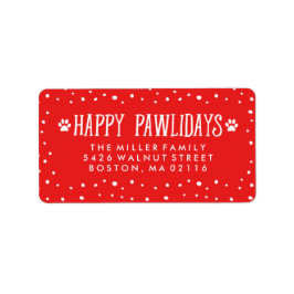 Happy Pawlidays | Red Holiday Address Adressaufkleber