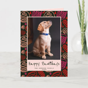 Happy Pawlidays Red One Line Muster Dog Pet Foto Feiertagskarte