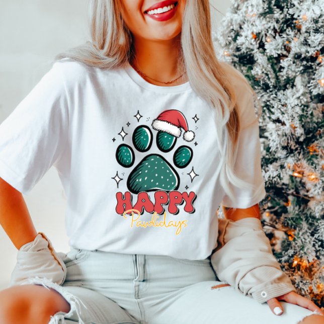 Happy Pawlidays Santa Paw Print T - Shirt (Von Creator hochgeladen)