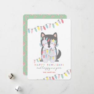 Happy Pawlidays Sibirien Husky Weihnachtsleuchten Feiertagskarte