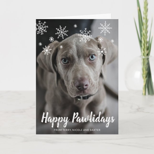 Happy Pawlidays Snowflakes Dog Foto Weihnachten (Vorderseite)