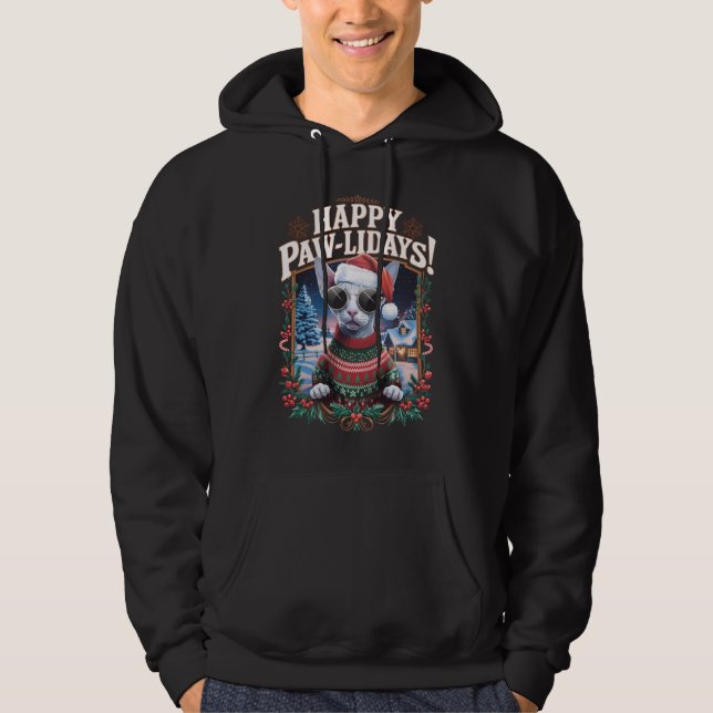 Happy Pawlidays Sphynx Cat Frohe Weihnachtsfeierta Hoodie (Vorderseite)