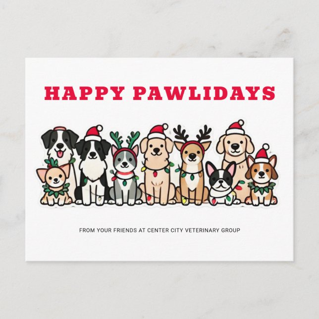 Happy Pawlidays Veterinary Feiertagspostkarte (Vorderseite)