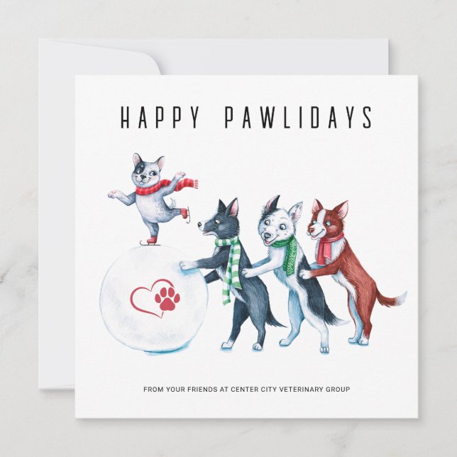 Happy Pawlidays Veterinary Holiday Feiertagskarte (Vorderseite)