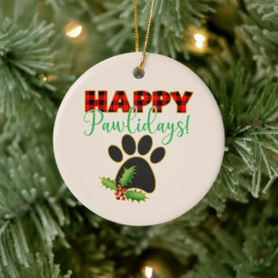 Happy Pawlidays Weihnachtsgeschenk für Hunde län Keramik Ornament