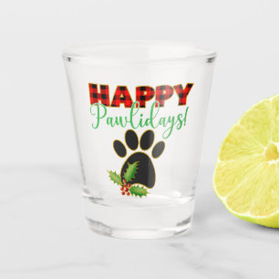 Happy Pawlidays   Weihnachtsgeschenk für Hunde län Schnapsglas