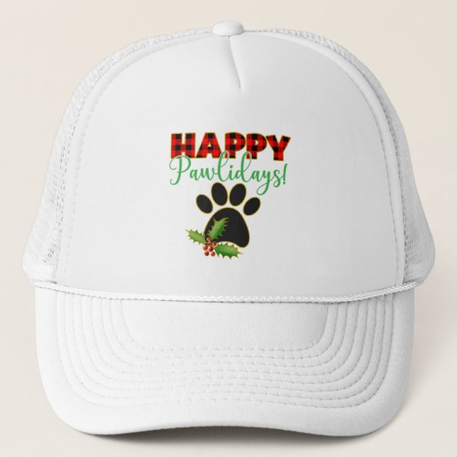 Happy Pawlidays | Weihnachtsgeschenk für Hunde län Truckerkappe (Vorderseite)