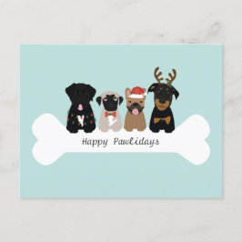 Happy Pawlidays Weihnachtshunde Feiertagspostkarte