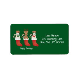 Happy Pawlidays Welsh Wire Fox Terrier Dog Adressaufkleber