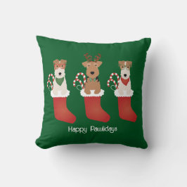 Happy Pawlidays Welsh Wire Fox Terrier Dogs Kissen