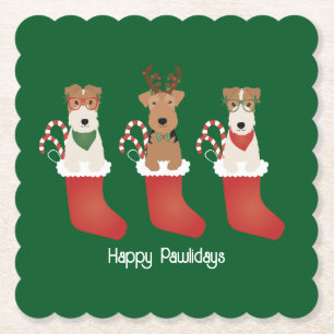 Happy Pawlidays Welsh Wire Fox Terrier Dogs Untersetzer