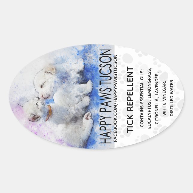 Happy Paws Oval Ovaler Aufkleber (Vorderseite)