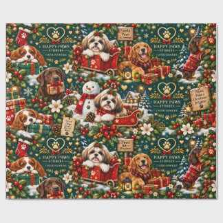 Happy Paws Stories Süße Hunde Weihnachtspapier Geschenkpapier