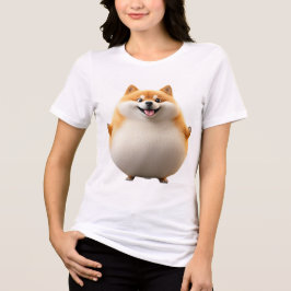 Happy Paws Up! | Round Fluffy Dog with Tongue Out Tri-Blend Shirt