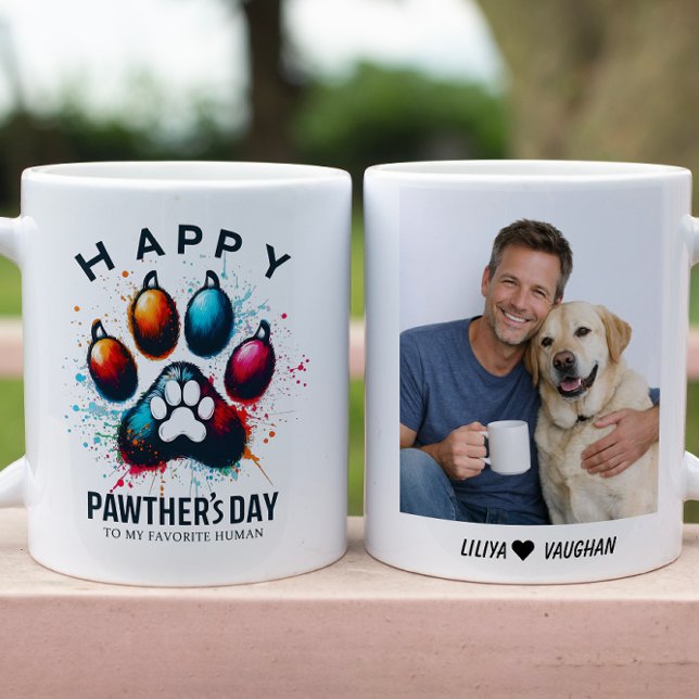 Happy Pawther’s Day Watercolor Dog Dad  Kaffeetasse (Happy Pawther’s Day Watercolor Dog Dad Mug
)