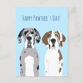 Happy Pawthers Day Niedlich Great Dane Hunde Blue Postkarte