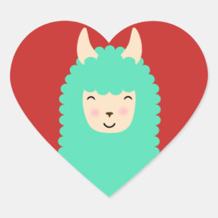 Happy Peekaboo Llama Heart Stickers